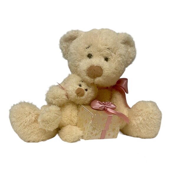 RBI Beige Bears Mother And Cub Ron Banafato 10” Mom Baby Plush With Gift Box - Picture 1 of 11